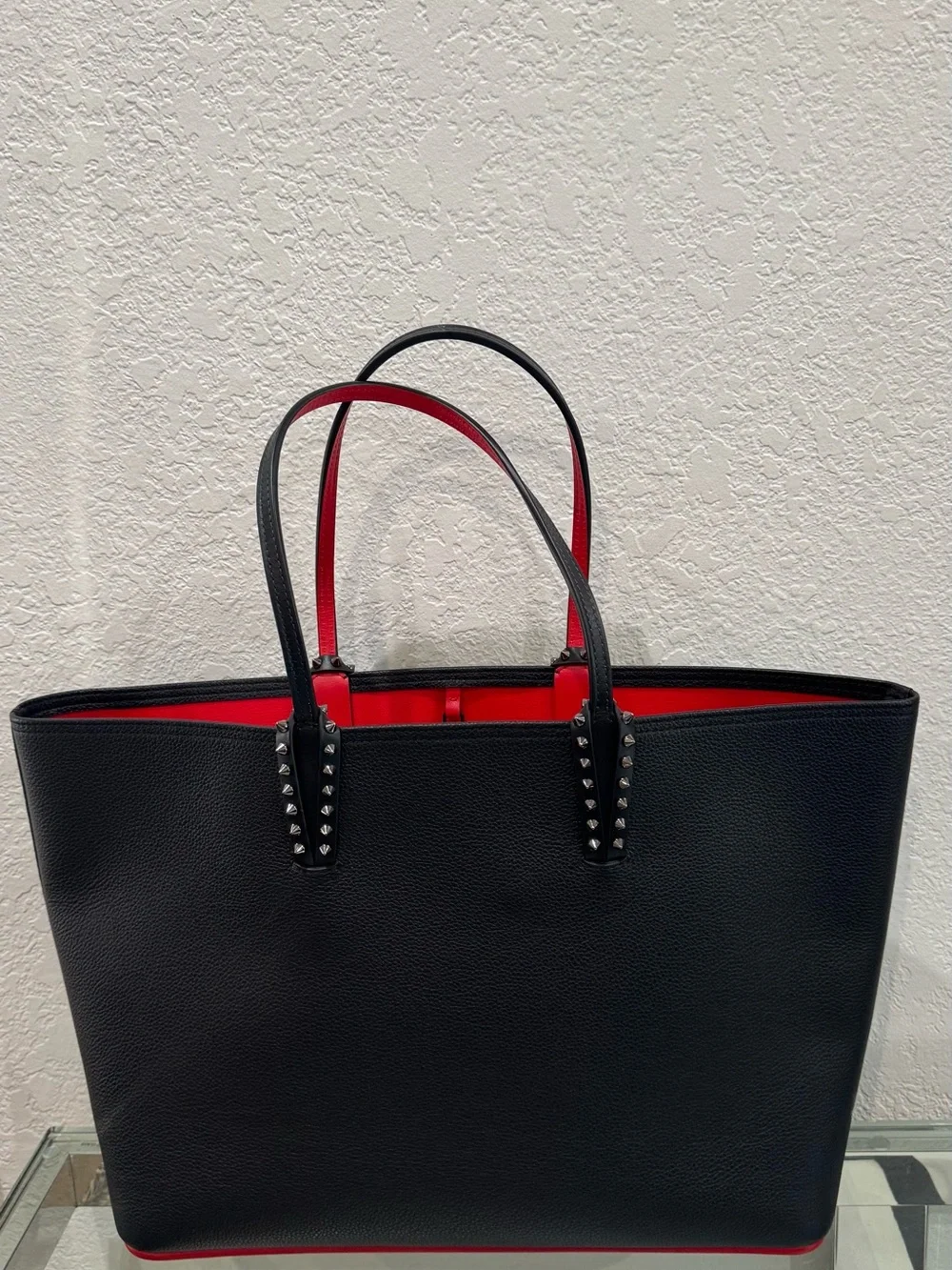 Christian Louboutin Cabata Calfskin Leather Tote with Red Interior